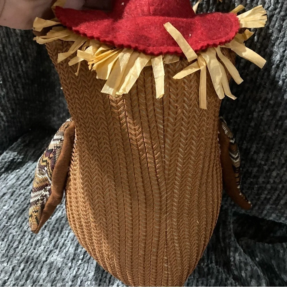 Fall Decor Scarecrow Owl Stuffed Slightly Weighted